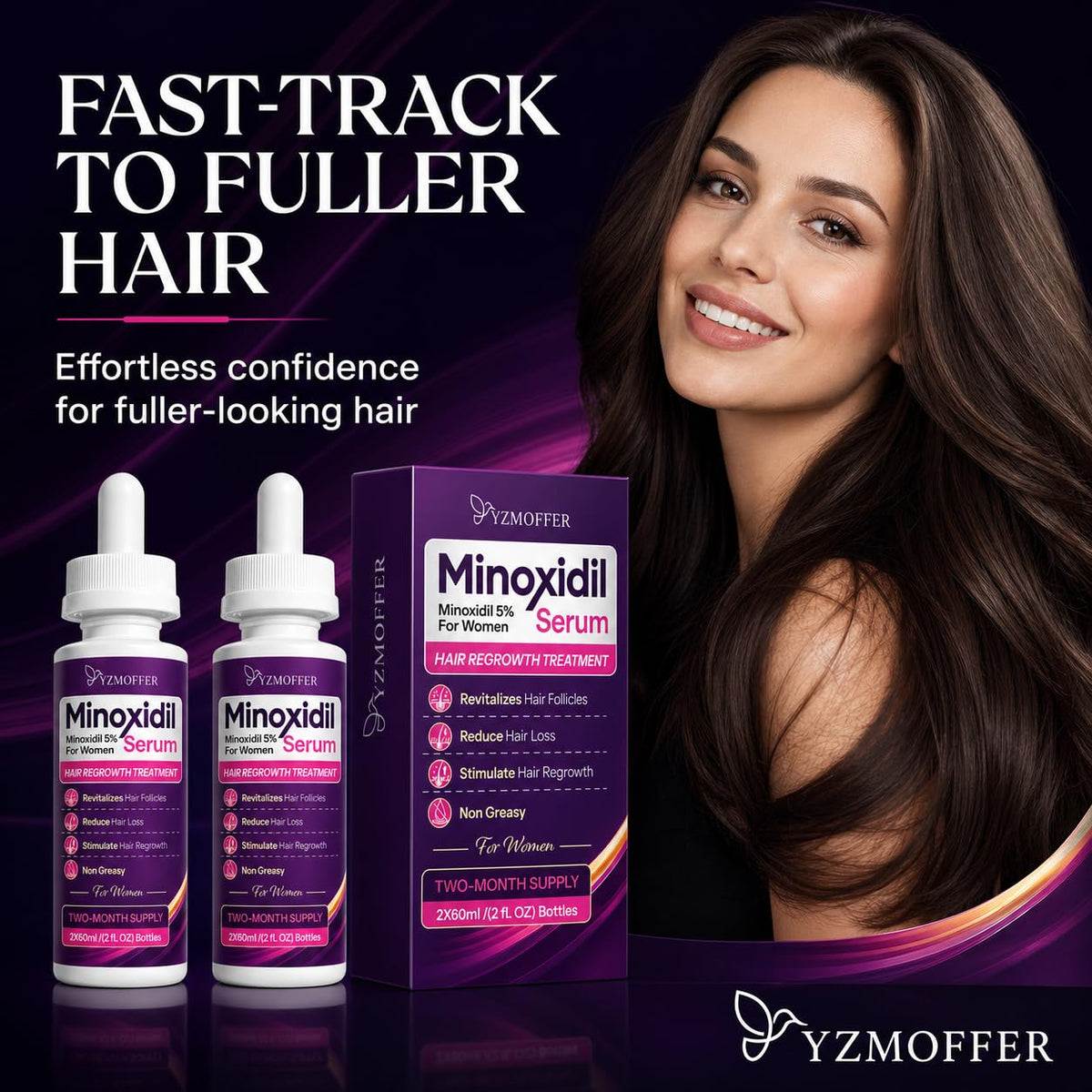 Yzmoffer in bathroom routine setting illustrating easy twice-daily use benefits