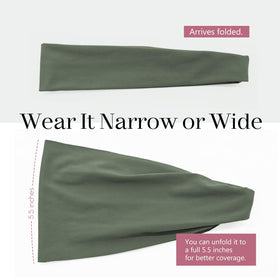 Z-CHARMMY headband next to hand for size comparison and fit reassurance