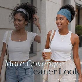 Z-CHARMMY headband stretched to show 19.7-inch elasticity and versatile fit
