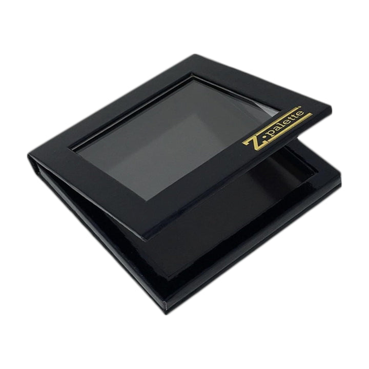 Z Palette front view showing black compact and clear window for quick shade ID