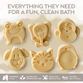 ZAAINA cat and monkey soaps side view demonstrating playful shapes for grip