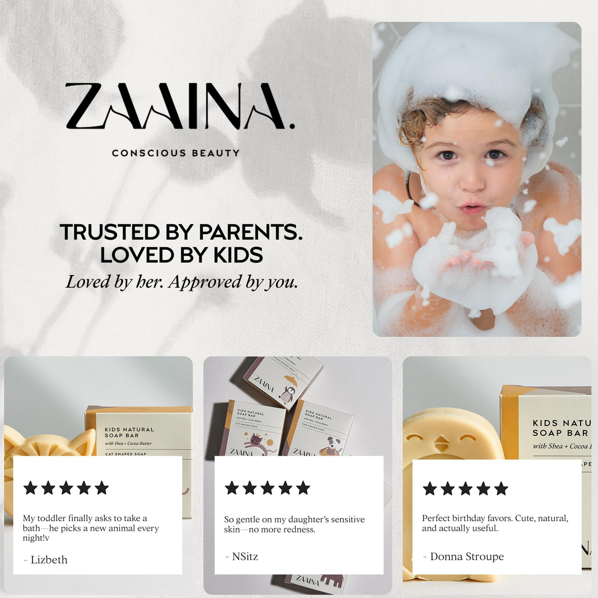 ZAAINA ingredient display of shea and cocoa butter showing natural nourishment