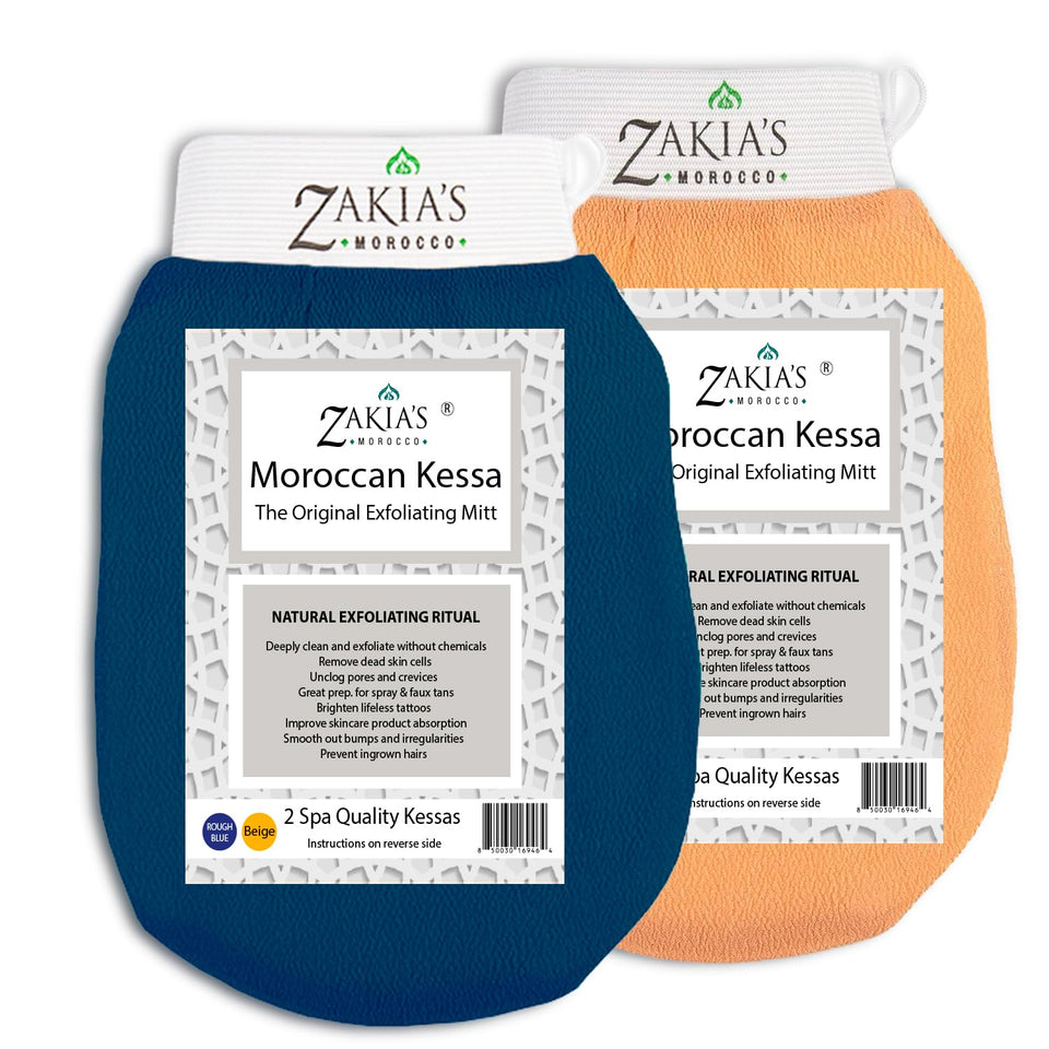Zakia's Morocco front packaging showing the two-glove value pack and benefits