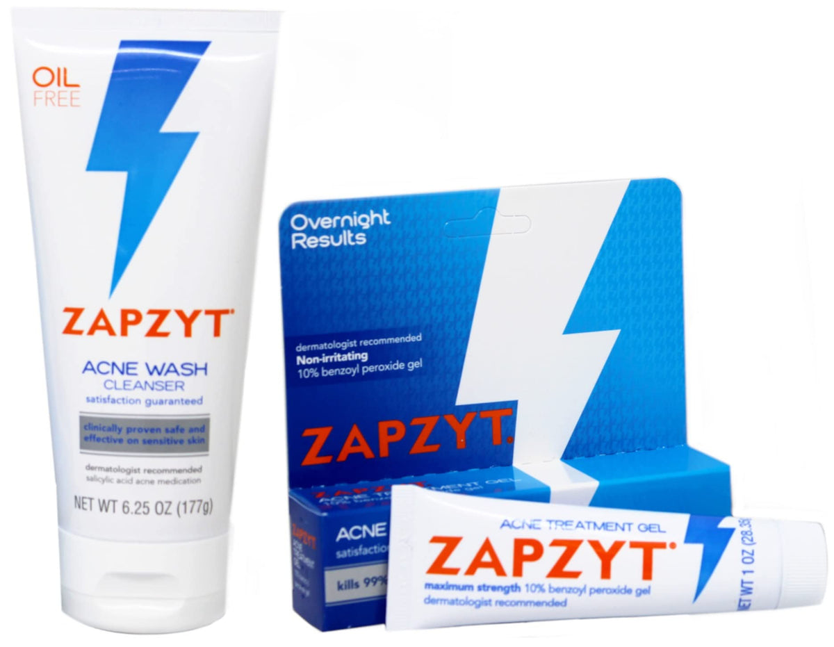 Zapzyt front packaging showing both wash and treatment for clear routine