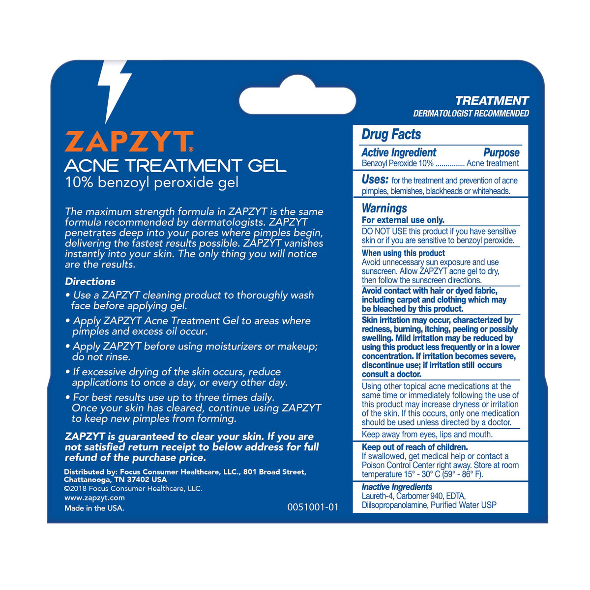 Zapzyt Acne Treatment gel closeup showing clear gel absorbed quickly