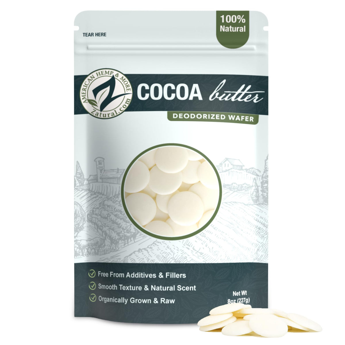 Zatural front packaging showing resealable pouch and wafers for easy storage