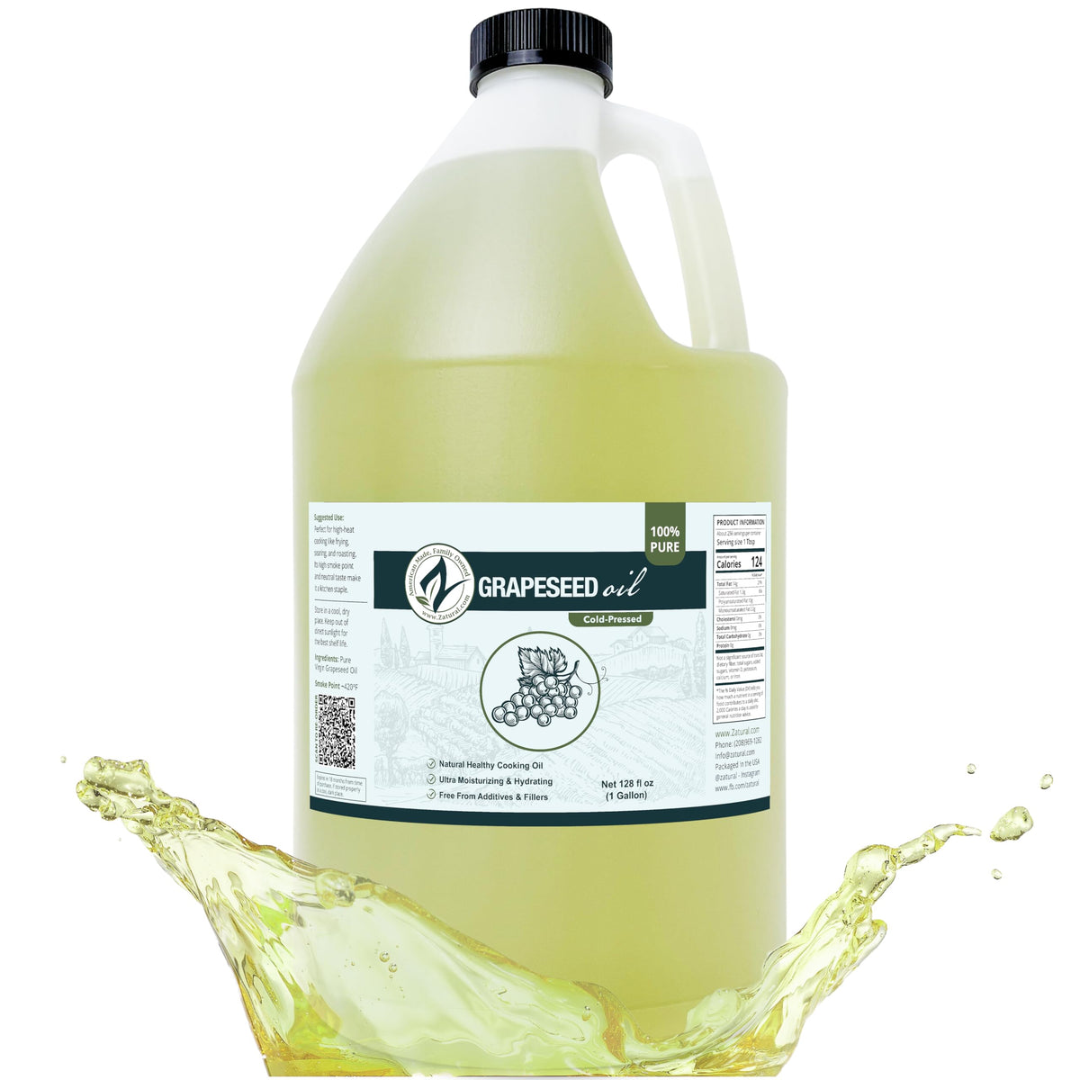 Zatural front packaging 128oz showing brand and large economical size benefit