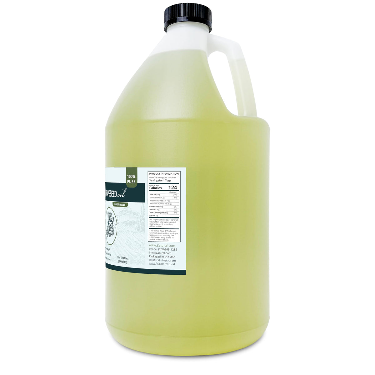Zatural gallon size next to hand showing scale and value for bulk users