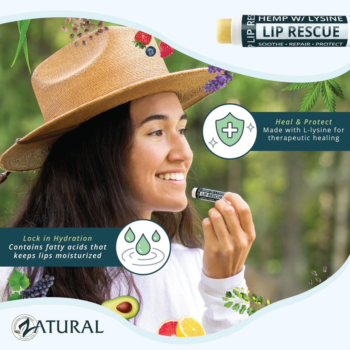 Zatural hemp seed oil ingredient image highlighting nourishing emollients