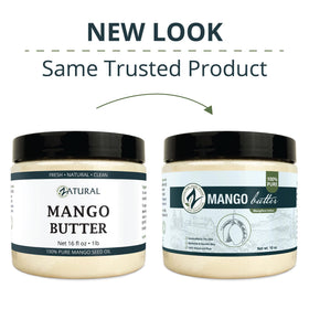 Zatural open jar revealing creamy raw mango butter texture for easy melting and use