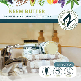 Zatural texture close-up of creamy neem butter, shows rich emollience