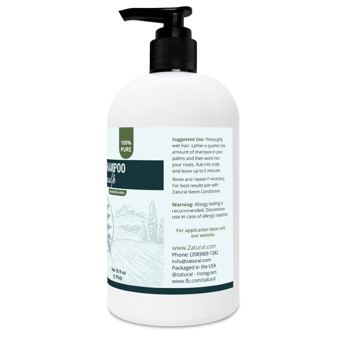 Zatural neem leaves and botanicals highlighting natural extract