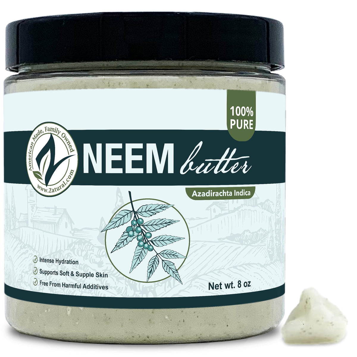 Zatural front jar showing product and organic label, visible nourishment
