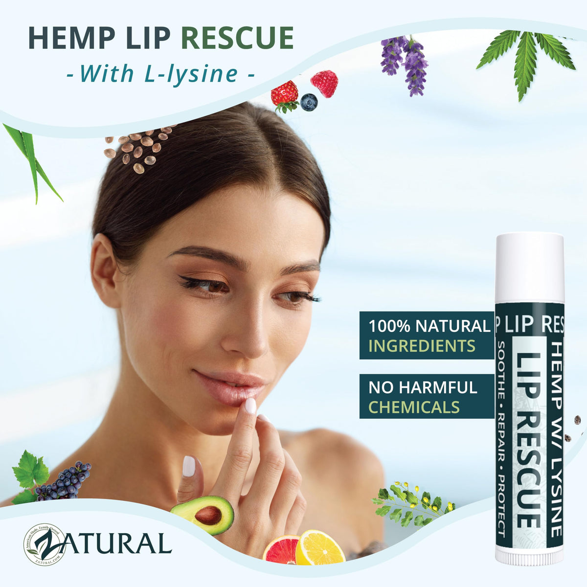Zatural close-up texture of balm showing creamy, lightweight finish