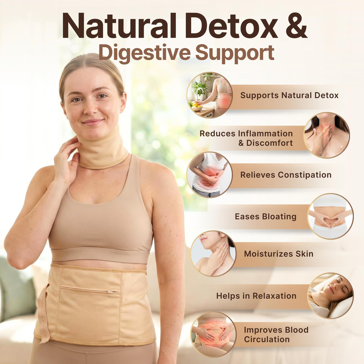 Zaynoo wrap positioned on neck in a calm lifestyle setting for relaxation support