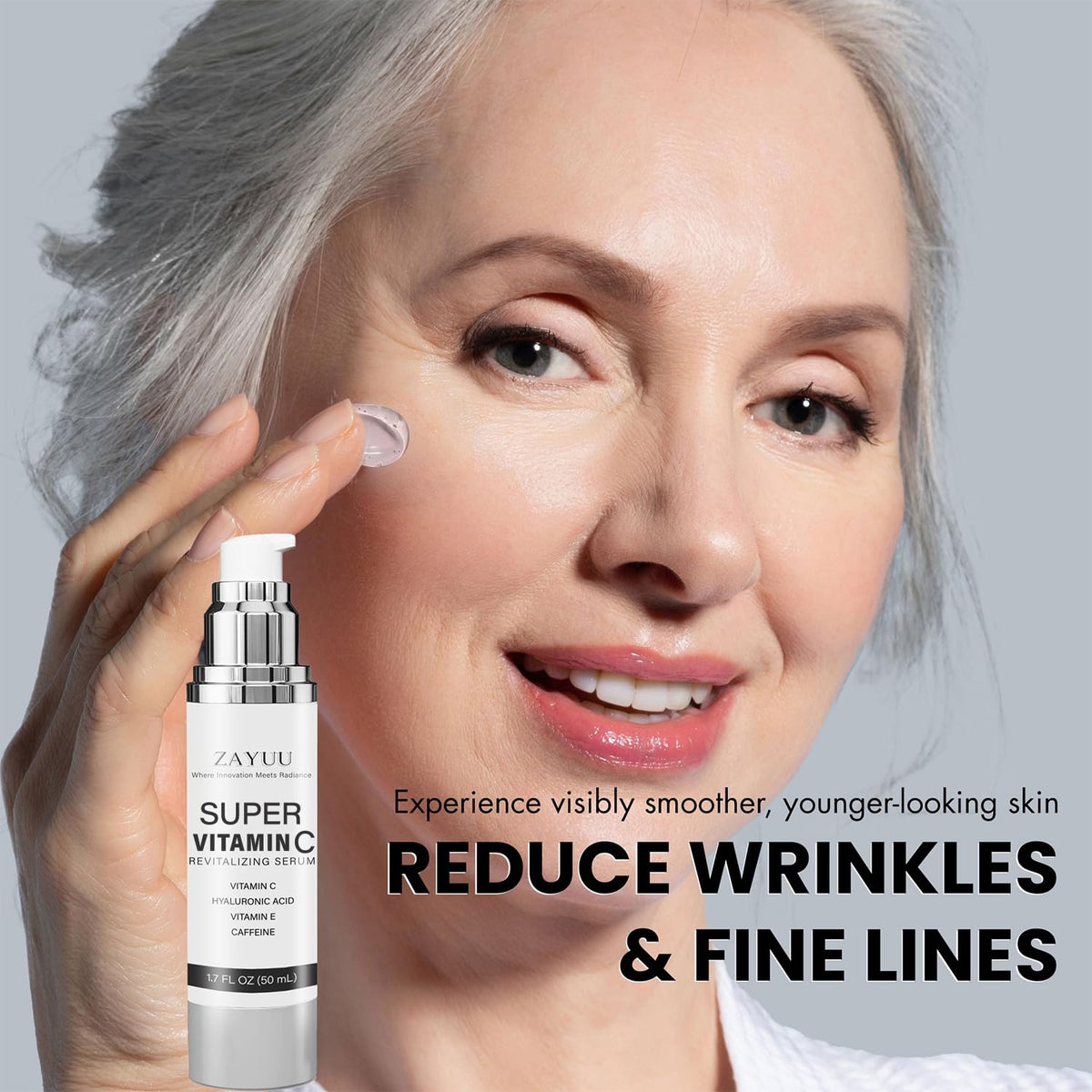 ZAYUU texture close-up revealing lightweight serum for quick absorption benefit