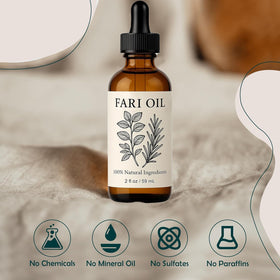 zdiwond Fari Oil on bathroom shelf in lifestyle scene showing daily routine benefit