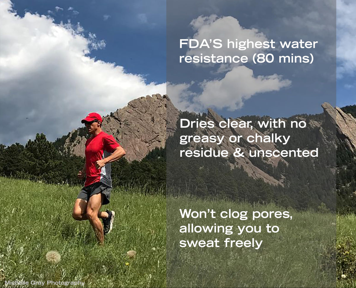 Zealios applied on runner shoulder demonstrates sweat resistance and comfort benefit