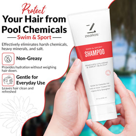 Zealios shampoo lather close-up showing gentle foam that removes buildup