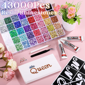 Zefy colorful resin rhinestones close-up showing 40 hues for rich designs