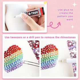 Zefy metal tweezers and pickup pen detail for accurate gem placement and faster work