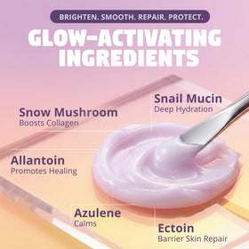 Zen Dew ingredient bottle with snail mucin and ectoin highlighting active benefits