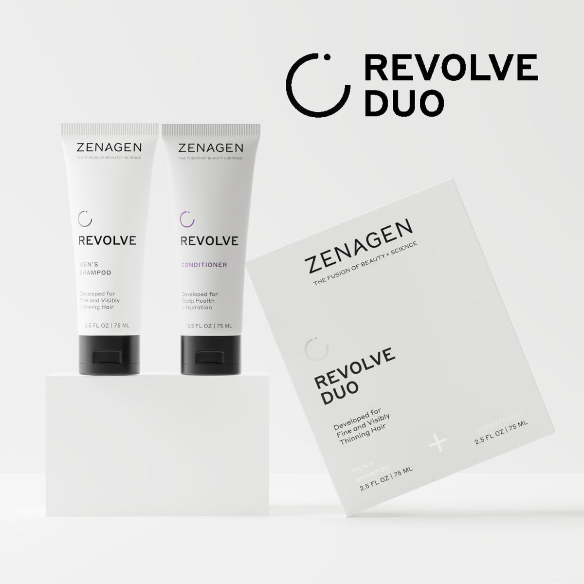 Zenagen conditioner label detail highlighting strengthening formula for fuller-looking hair