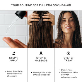 Zenagen bottle beside hairbrush illustrating daily routine convenience benefit
