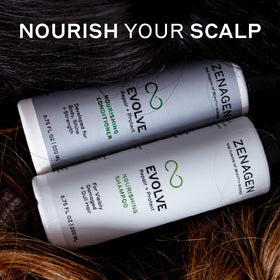 Zenagen conditioner on bathroom shelf suggesting daily routine