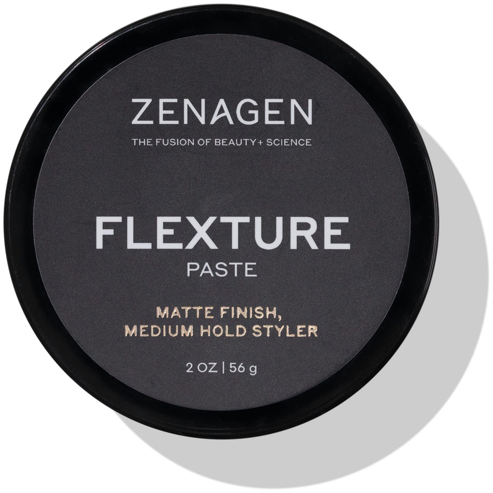 Zenagen Flexture Paste front jar showing matte packaging and travel size benefit