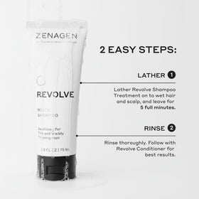 Zenagen shampoo in use lather on scalp demonstrating cleansing and lightweight feel