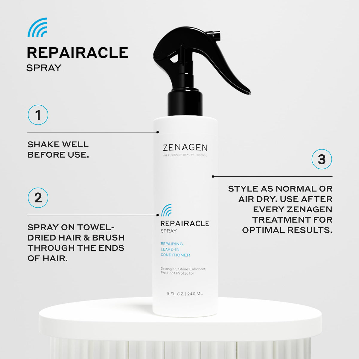 Zenagen next to a ruler indicating 60 mL travel-friendly size