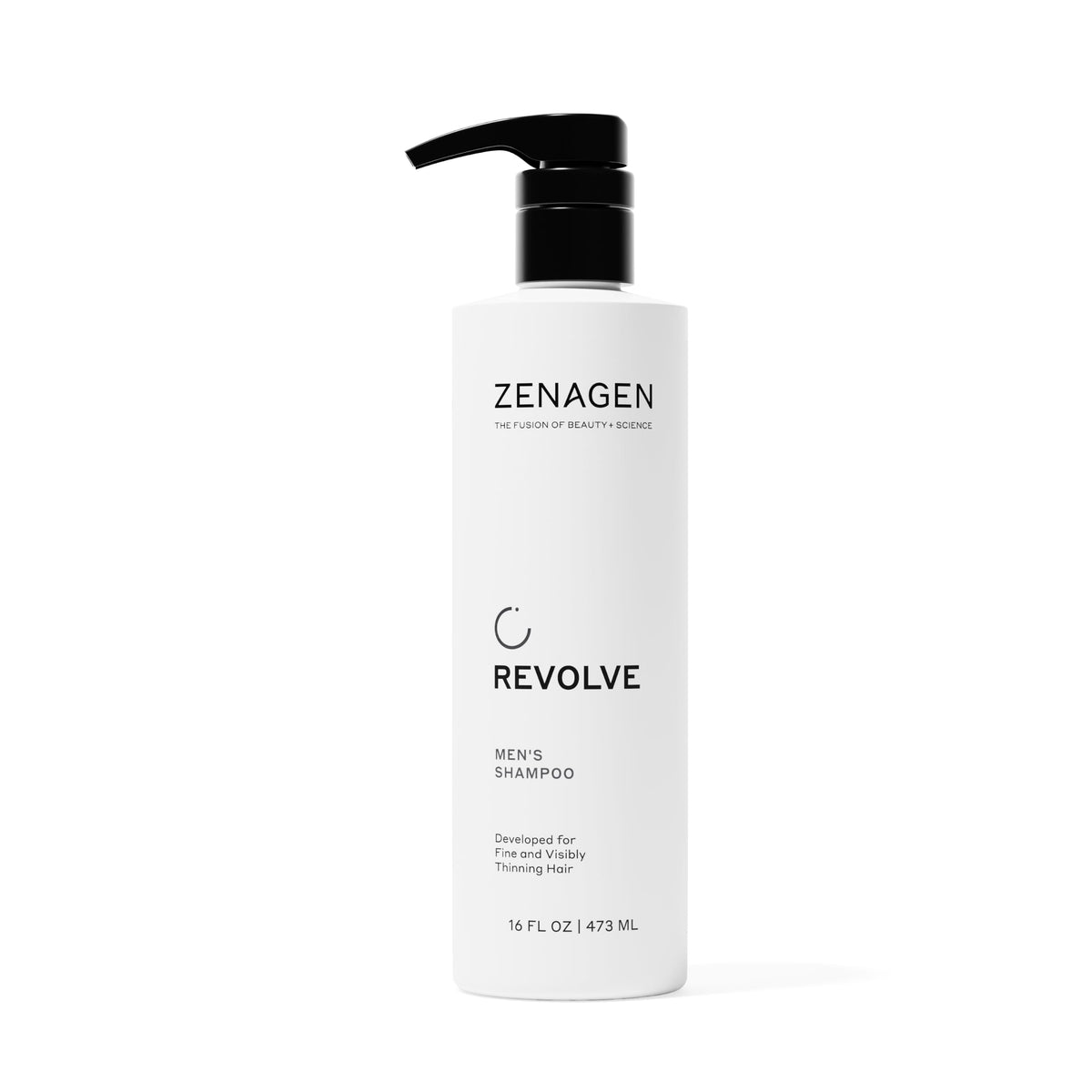 Zenagen Revolve front bottle showing label and 16 oz size for fuller-looking hair