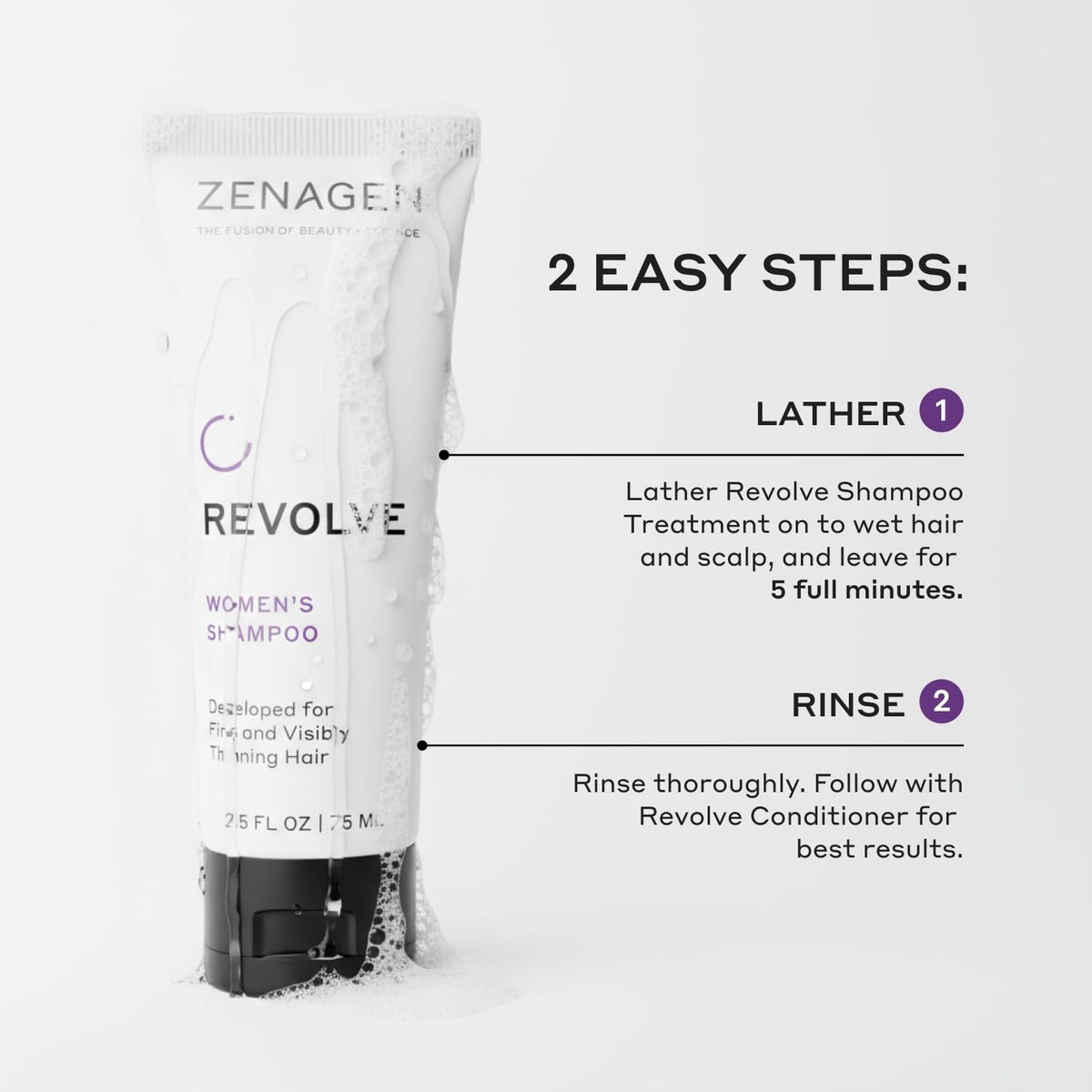 Zenagen bottles on bathroom shelf illustrating everyday use and quick styling