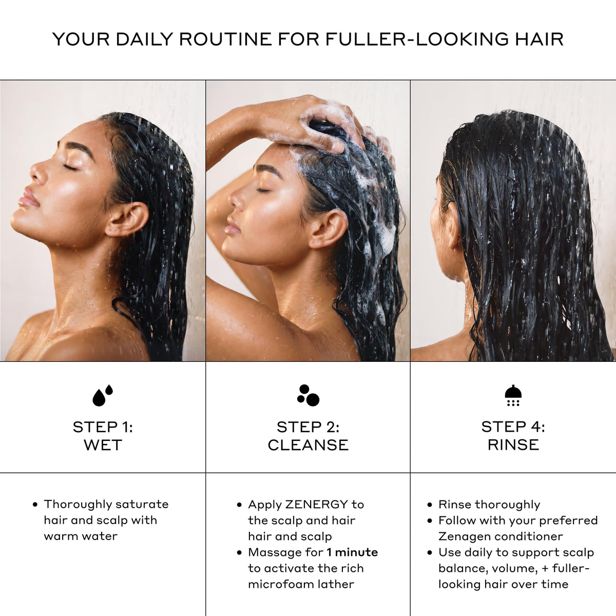Zenagen being massaged into scalp demonstrating root lift benefit