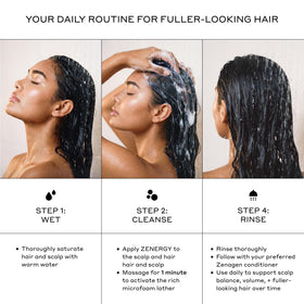 Zenagen being massaged into scalp demonstrating root lift benefit