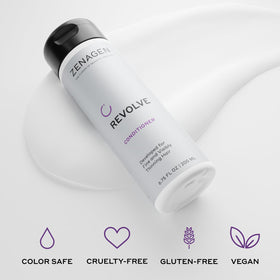 ZENAGEN serum dropper applying to scalp showing brand and targeted fullness benefit
