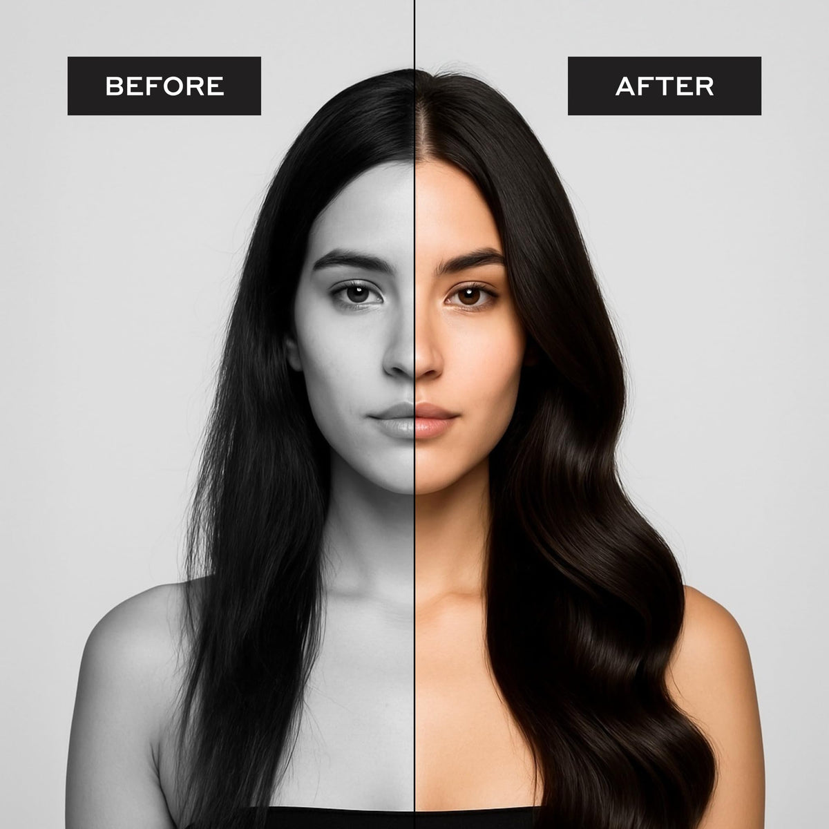 Zenagen bottle beside hair tools showing size and styling versatility benefit