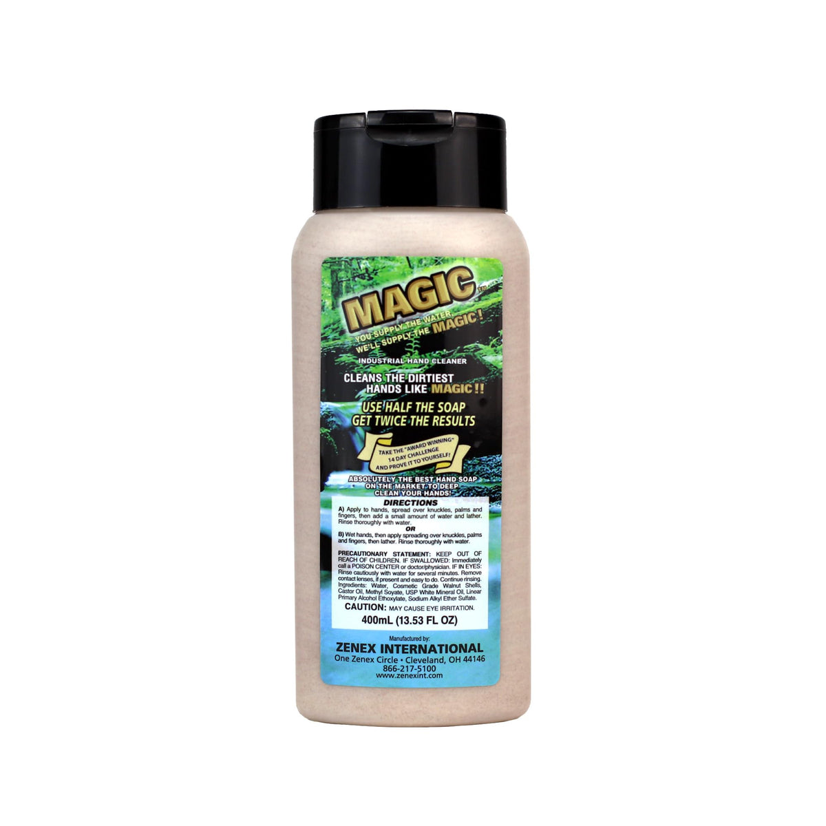 Zenex front packaging showing 400 ml bottle and clear labeling benefit