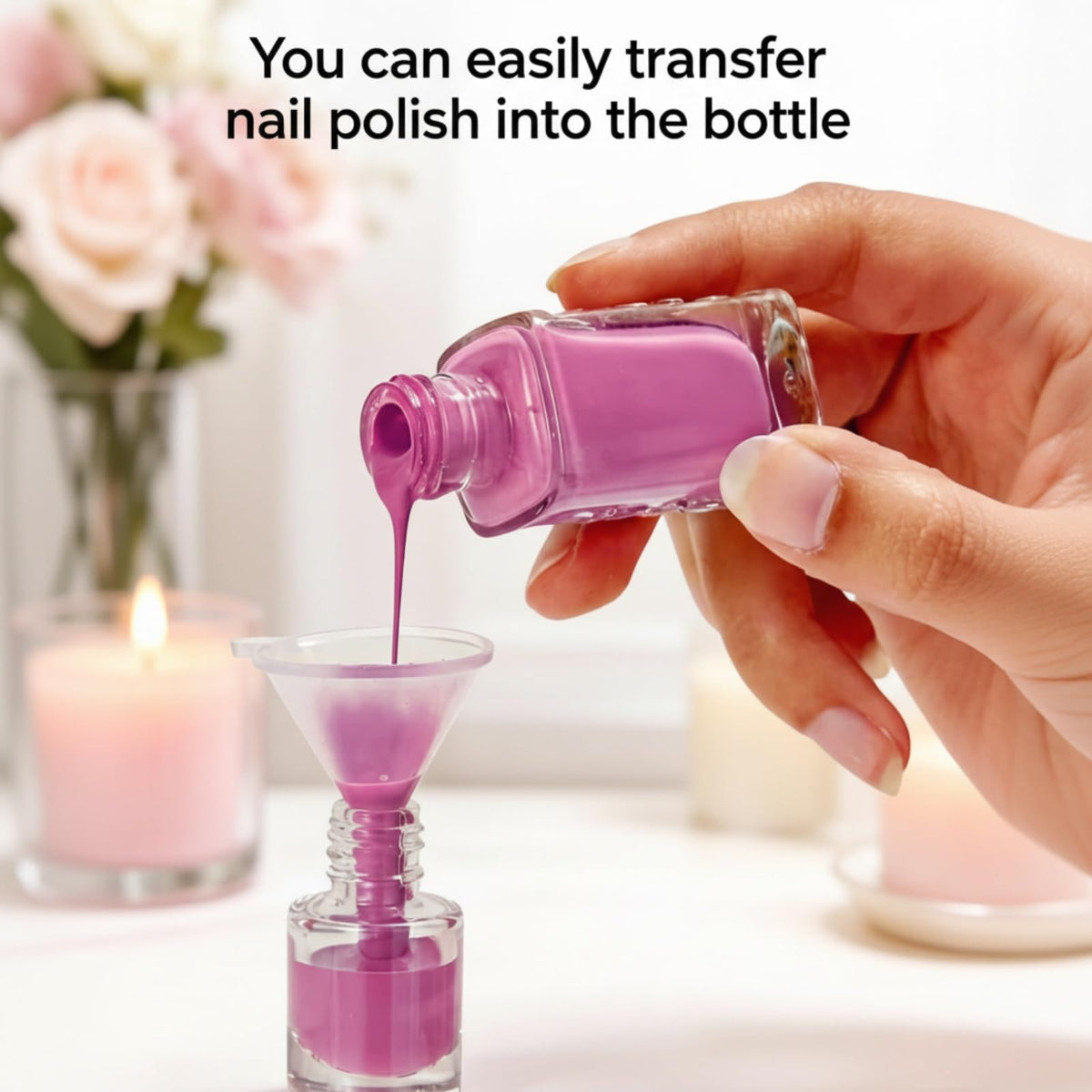 ZENFUN six funnels next to bottles showing spill-free pouring benefit