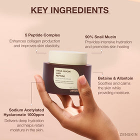 Zenskin ingredients label showing 90% snail mucin emphasis for potency benefit