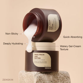 Zenskin dispensing cream onto fingertip demonstrating easy application and lightweight feel