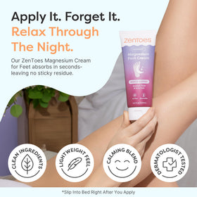 ZenToes cream being applied to foot showcasing calming massage benefit