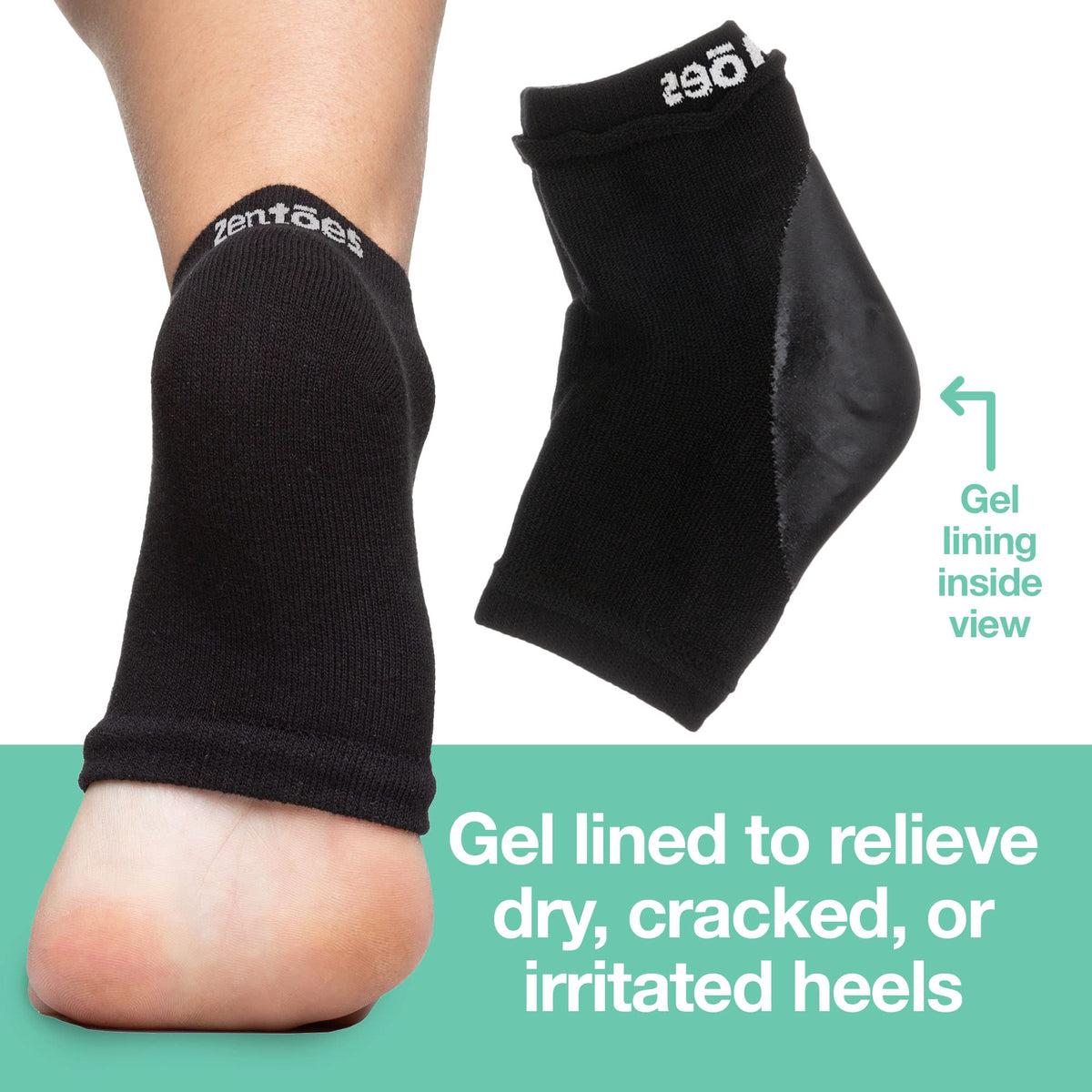 ZenToes socks laid flat showing label and soft plush fabric benefit