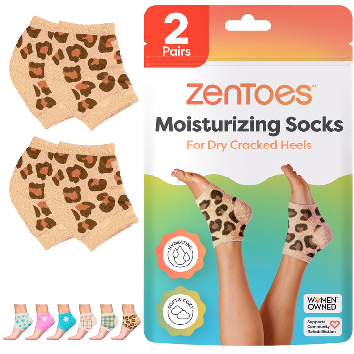 ZenToes front packaging showing cheetah pattern and benefits