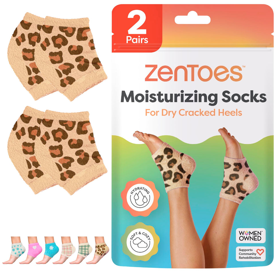 ZenToes front packaging showing cheetah pattern and benefits