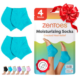 ZenToes front view of fuzzy blue socks showing cozy design and immediate comfort