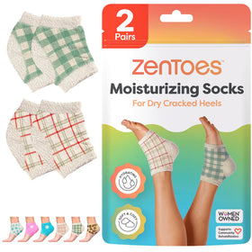 ZenToes front packaging showing green gingham and benefits