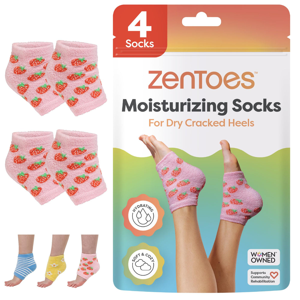 ZenToes front packaging showing pink strawberries and relaxing gift appeal