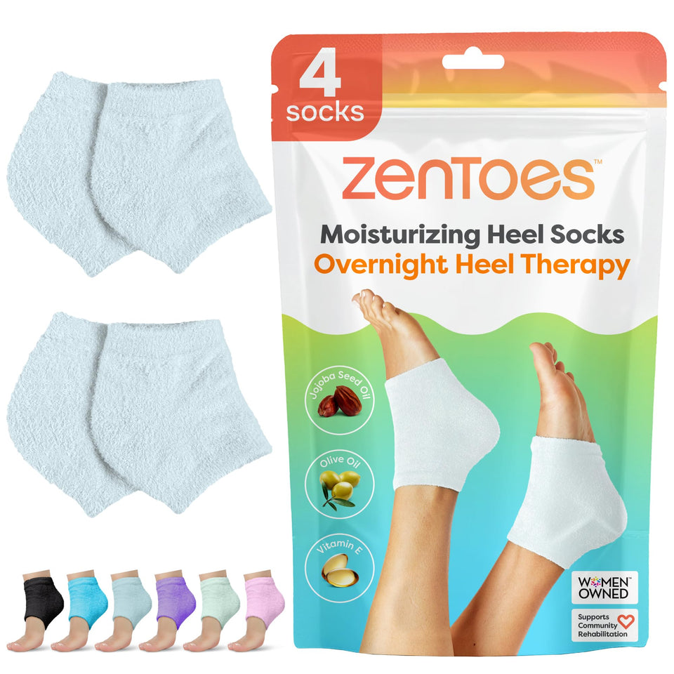 ZenToes front packaging in slate showing pair and benefits